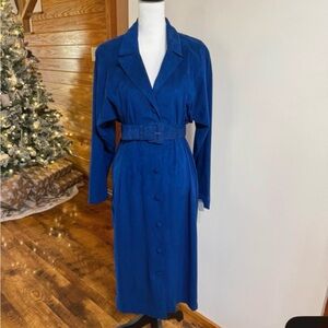 Elegant Blue vintage Belted Dress